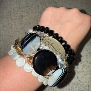 Marlaina Stone Black and White Bracelet Set